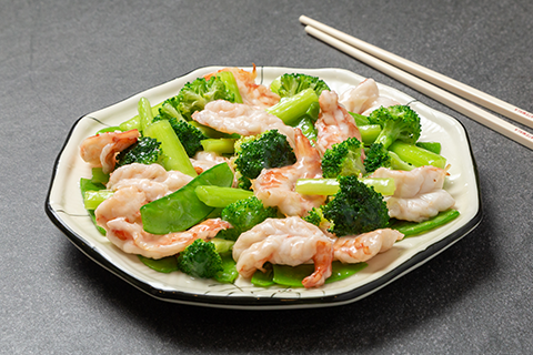 Camarones con verduras